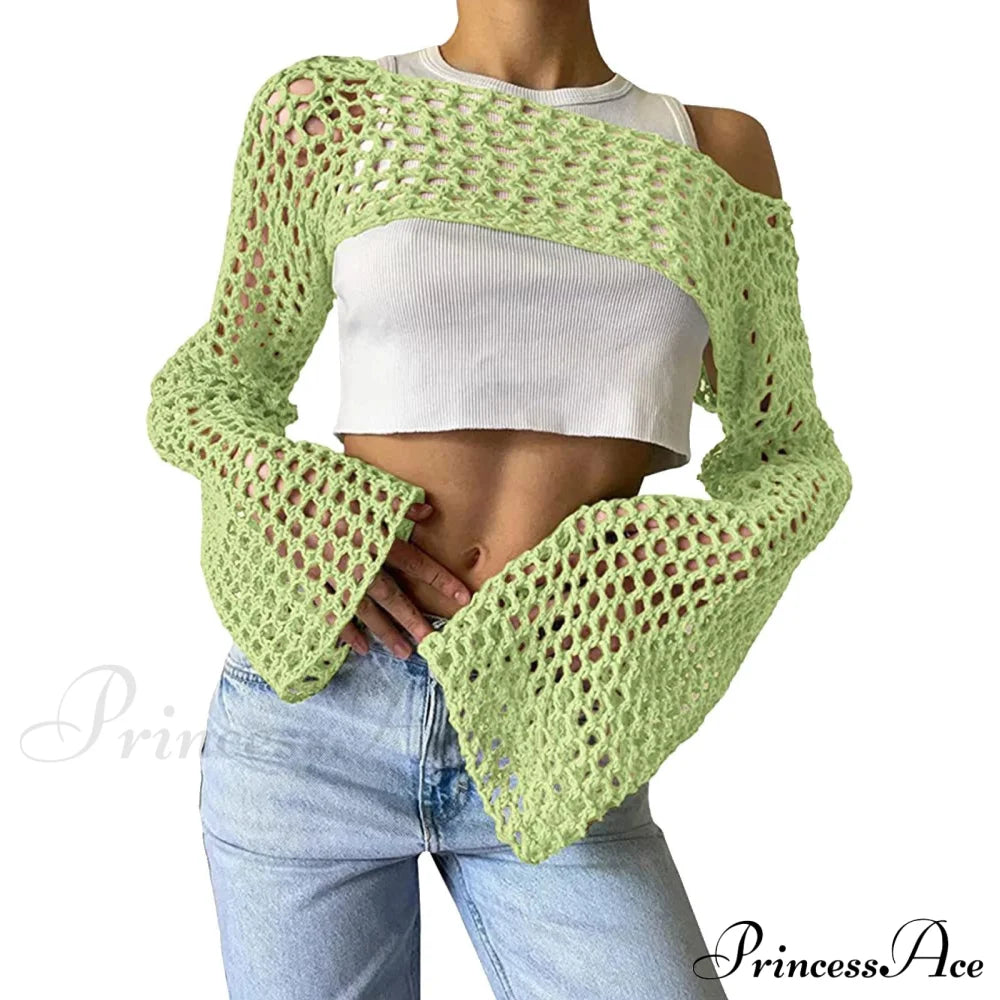 Summer Sexy Long Sleeve Smock Knitted Crop Top image 6