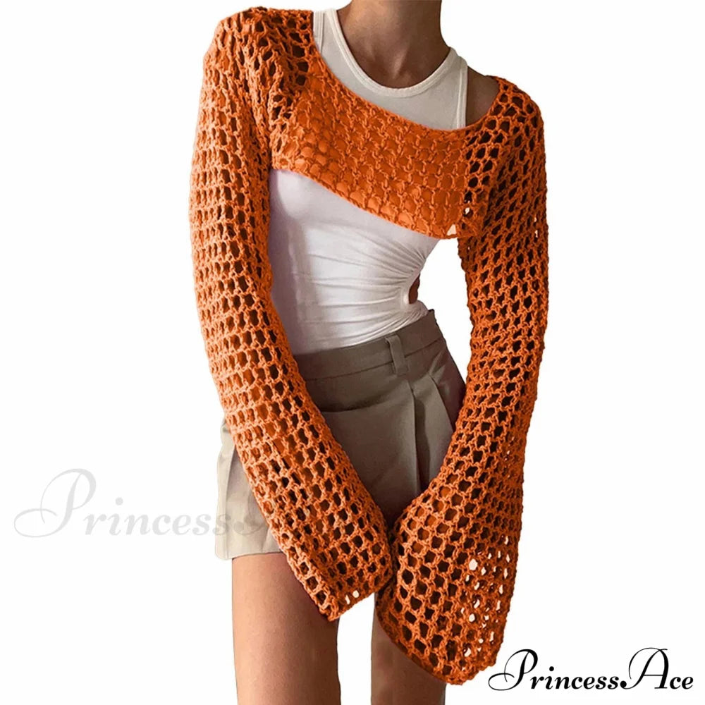 Summer Sexy Long Sleeve Smock Knitted Crop Top image 13
