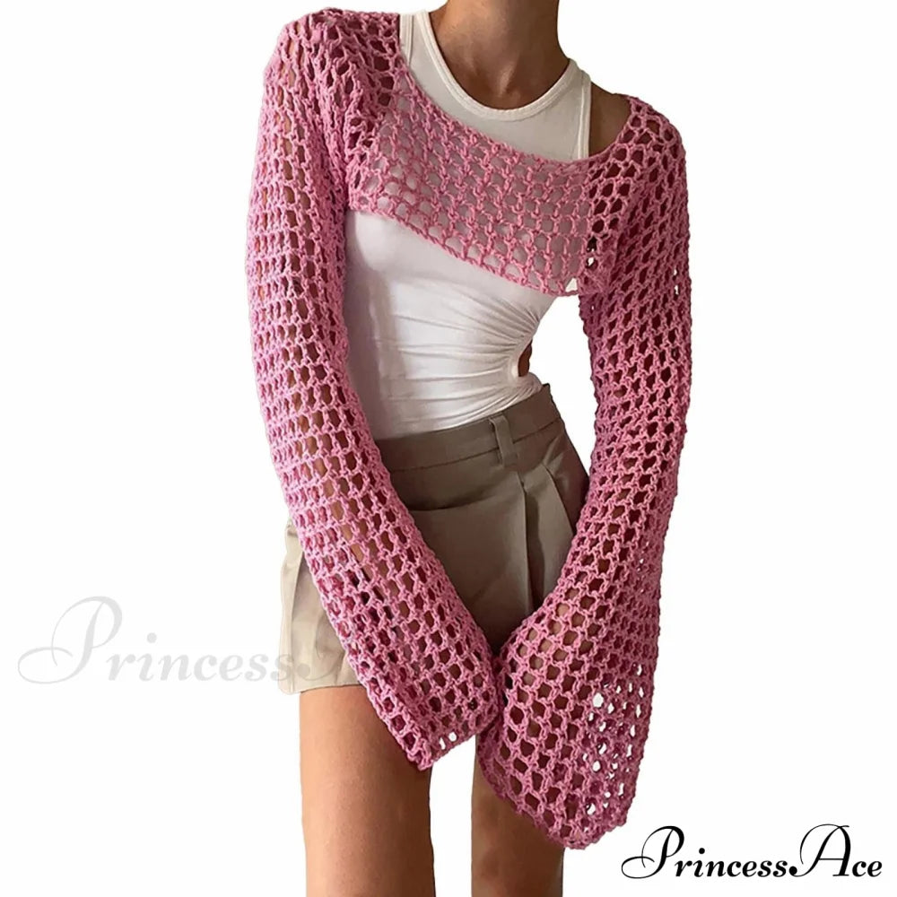 Summer Sexy Long Sleeve Smock Knitted Crop Top image 7