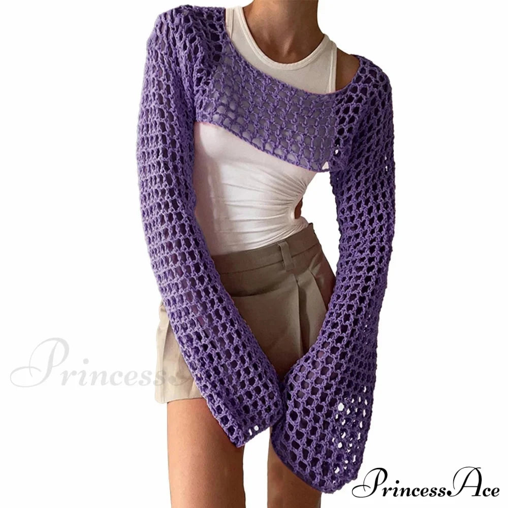 Summer Sexy Long Sleeve Smock Knitted Crop Top image 8