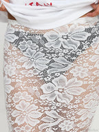 Summer Sexy Sheer Lace Floral Long Skirt Y2K Party image 6