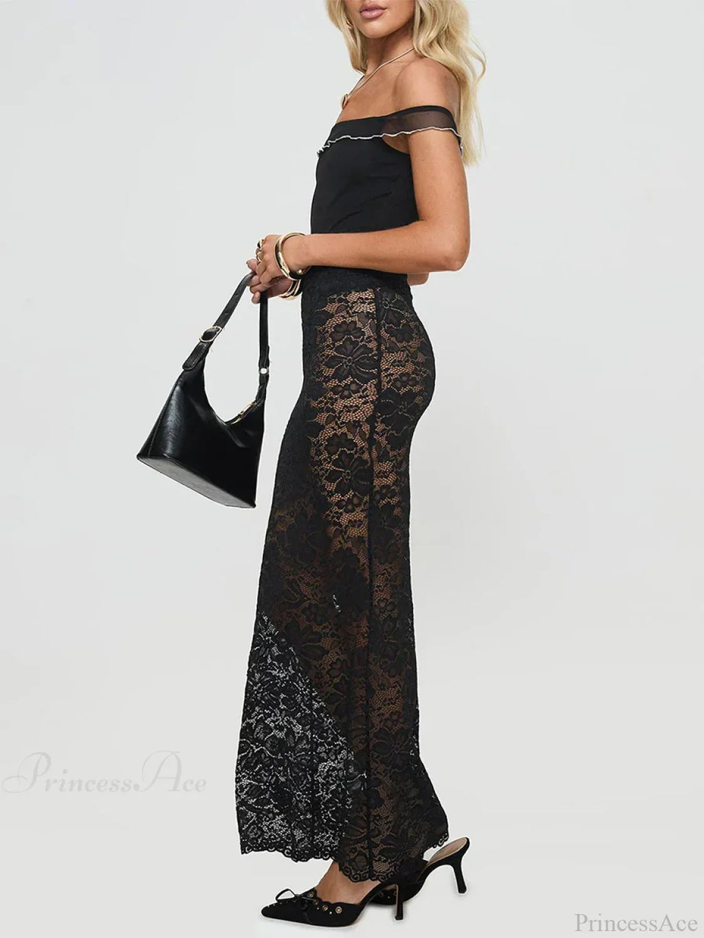 Summer Sexy Sheer Lace Floral Long Skirt Y2K Party image 4