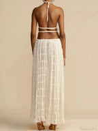 Summer Sexy Sleeveless Backless Top High Waist Skirt Beach Party Dress image 6