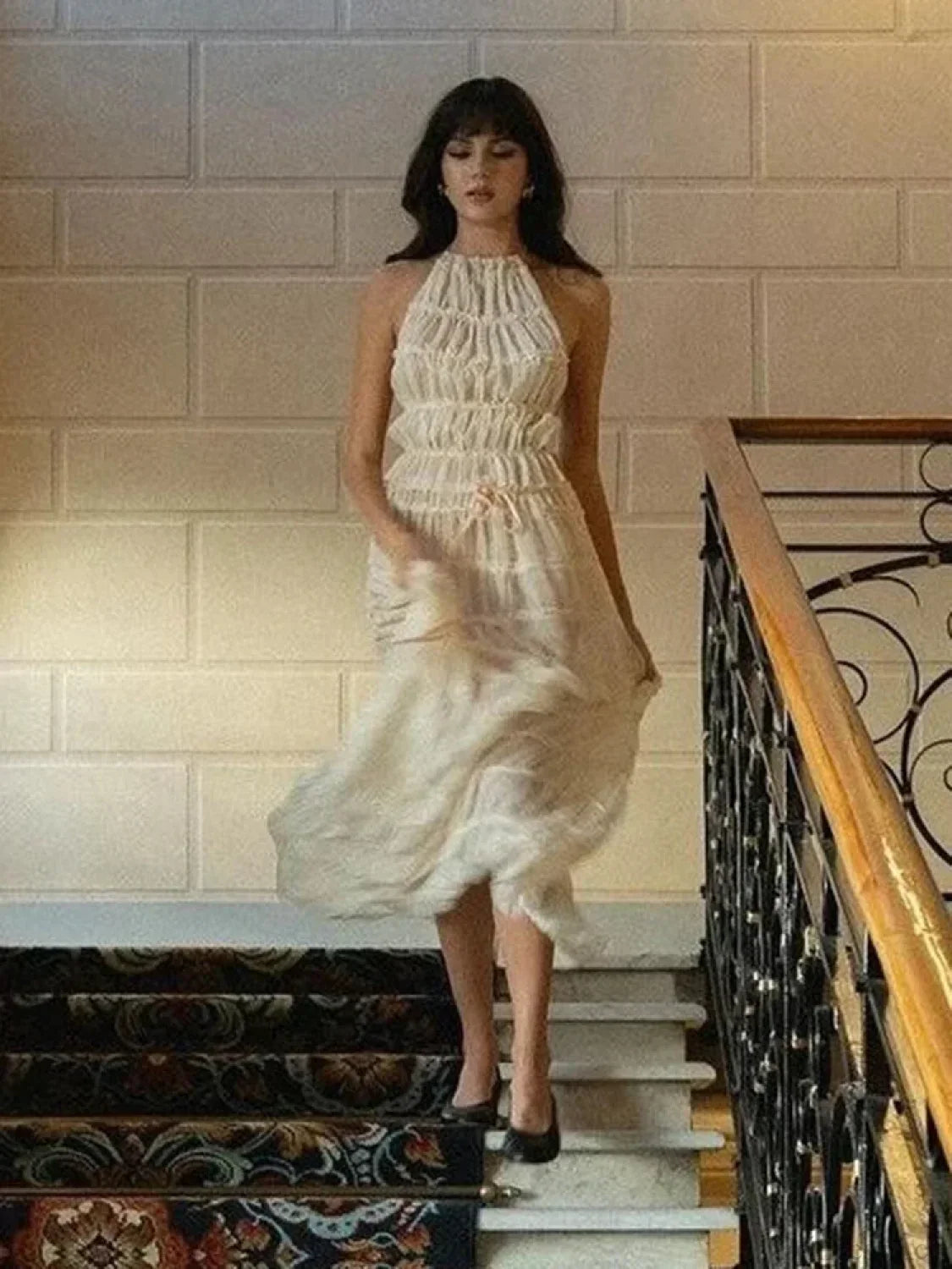 Summer Sexy Sleeveless Backless Top High Waist Skirt Beach Party Dress image 2