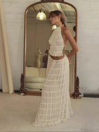 Summer Sexy Sleeveless Backless Top High Waist Skirt Beach Party Dress image 1