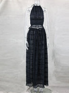 Summer Sexy Sleeveless Backless Top High Waist Skirt Beach Party Dress image 8