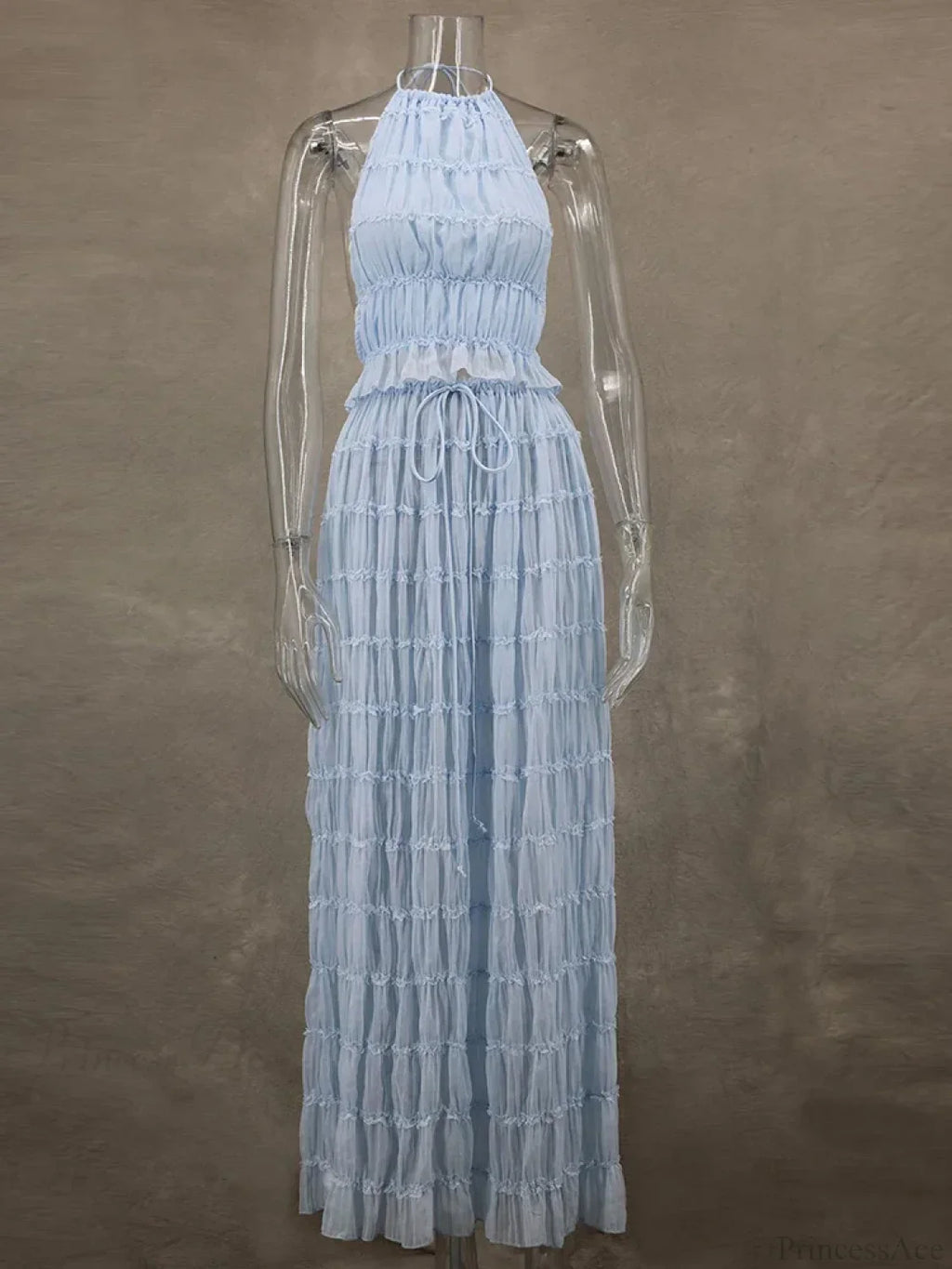 Summer Sexy Sleeveless Backless Top High Waist Skirt Beach Party Dress image 9