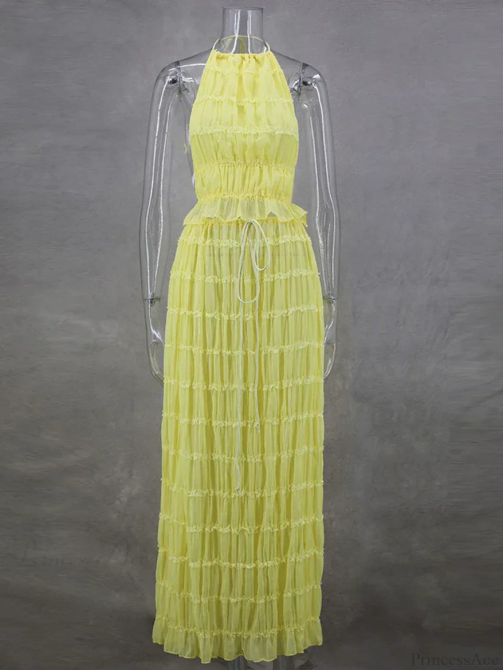Summer Sexy Sleeveless Backless Top High Waist Skirt Beach Party Dress image 12