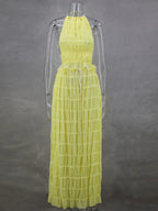 Summer Sexy Sleeveless Backless Top High Waist Skirt Beach Party Dress image 12