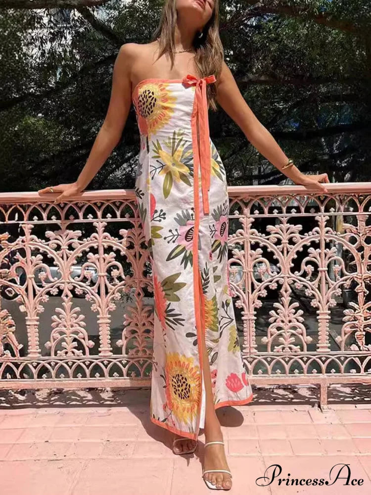 Summer Sexy Split Charming Wrap Printed Dresses image 2