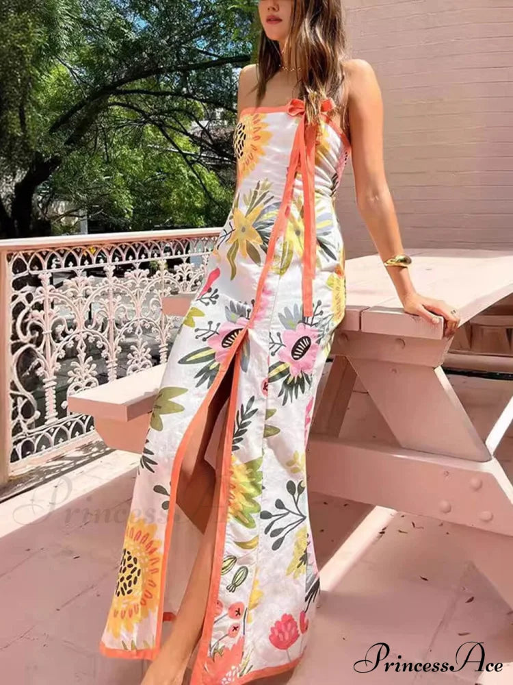 Summer Sexy Split Charming Wrap Printed Dresses image 3
