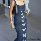 Summer Sleeveless Fashion Print Backless Slim Strap Long Elegant Club Party Bodycon Dress image 1