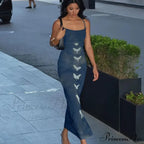 Summer Sleeveless Fashion Print Backless Slim Strap Long Elegant Club Party Bodycon Dress image 2
