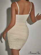 Summer Solid Color Sleeveless Strap Side Hollow Mini Dress image 4