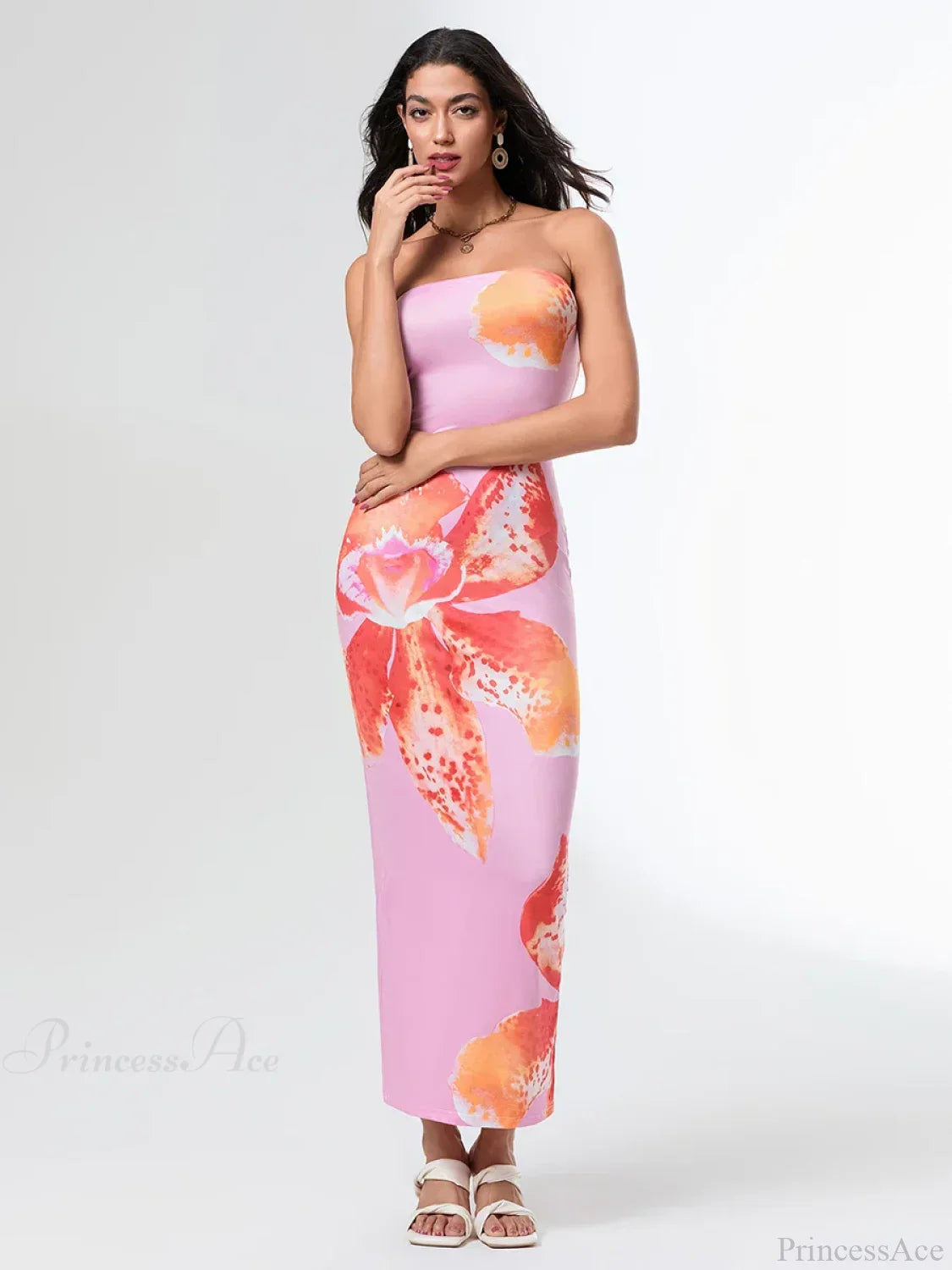 Summer Strapless Backless Wrap Floral Dress image 3