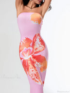 Summer Strapless Backless Wrap Floral Dress image 6