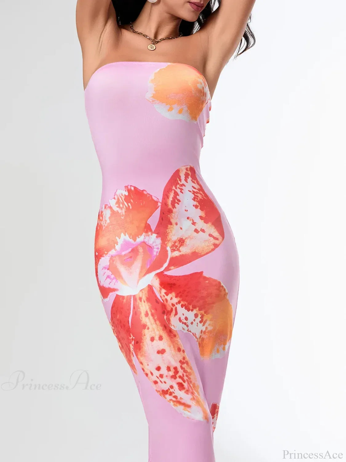 Summer Strapless Backless Wrap Floral Dress image 6