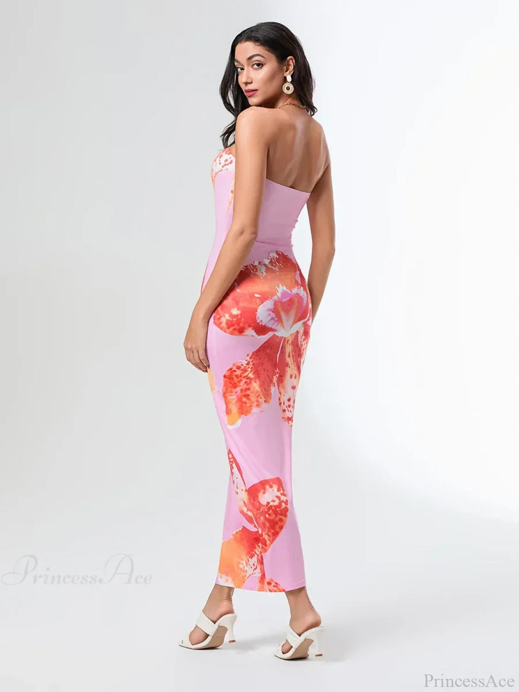Summer Strapless Backless Wrap Floral Dress image 5
