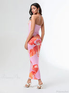 Summer Strapless Backless Wrap Floral Dress image 5