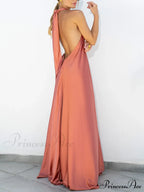 Summer Temperament Satin Charming Halter Swing Gown Dresses image 10
