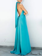 Summer Temperament Satin Charming Halter Swing Gown Dresses image 6