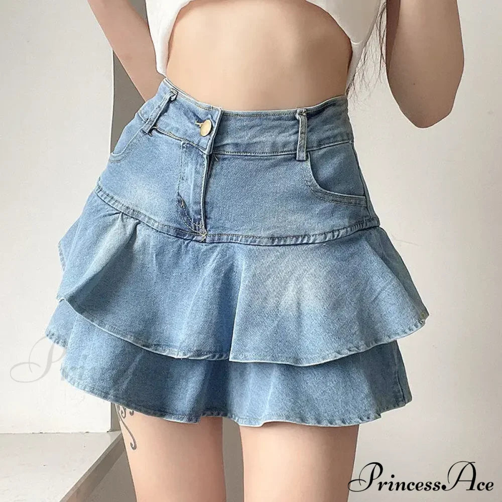 Summer Waist Slim Cute Sexy Mini Ruffle Skirt image 4