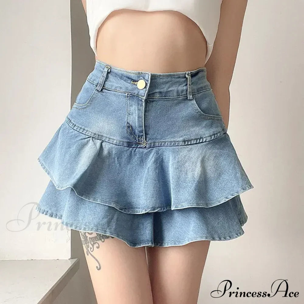 Summer Waist Slim Cute Sexy Mini Ruffle Skirt image 2
