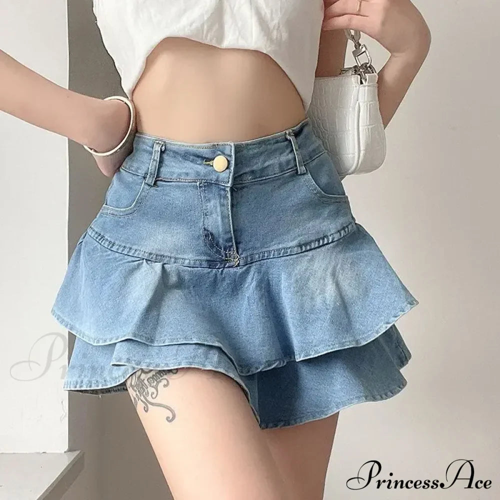 Summer Waist Slim Cute Sexy Mini Ruffle Skirt image 1