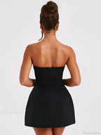 Summer White Mini High Waist Party Dress image 5