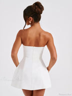 Summer White Mini High Waist Party Dress image 3