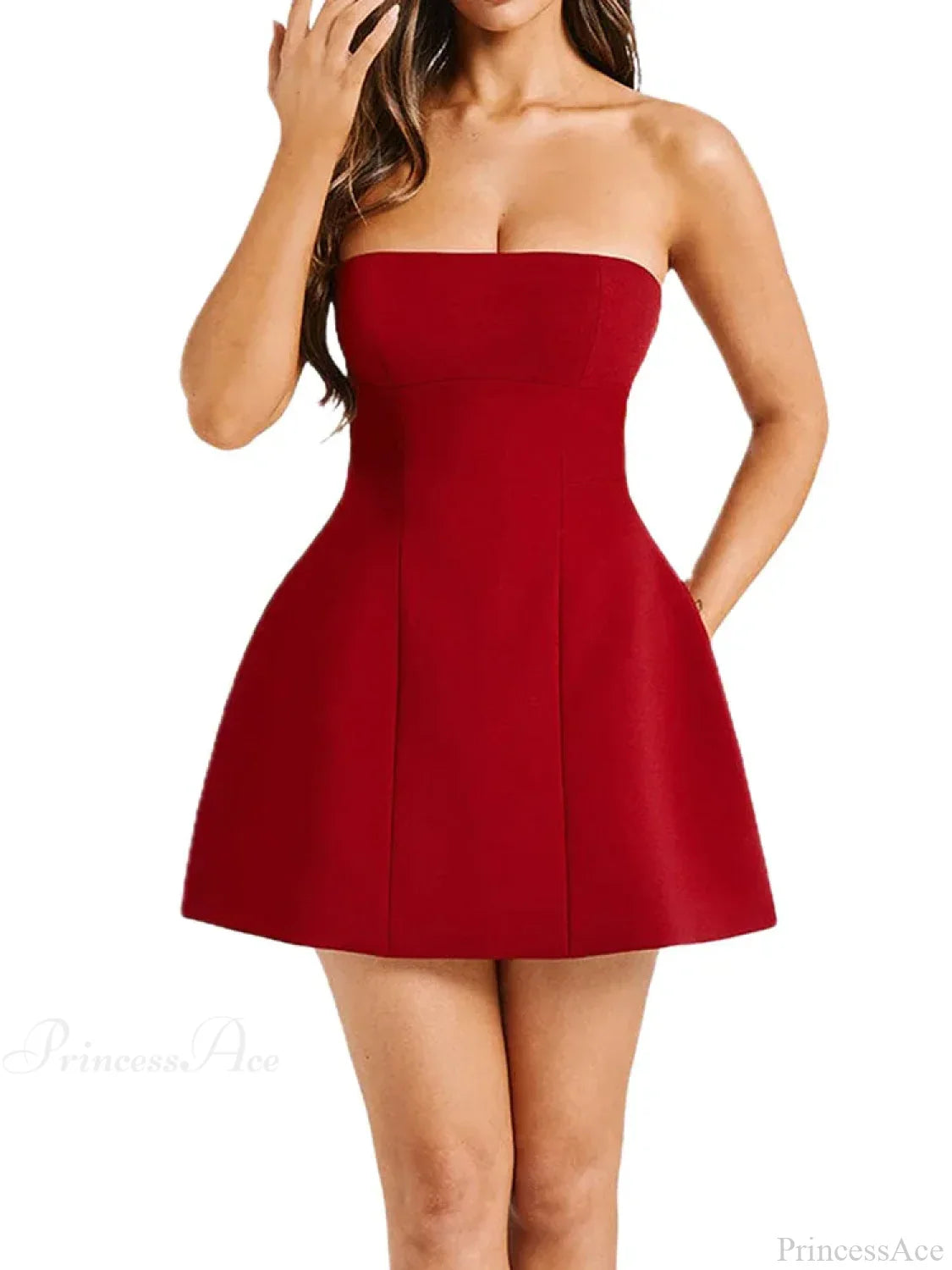 Summer White Mini High Waist Party Dress image 7