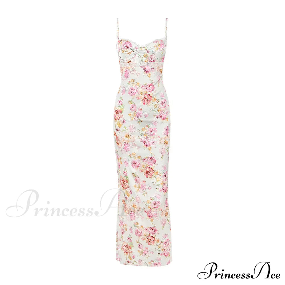 Suninheart Spaghetti Strap Print Party Wedding Guest Holiday Floral Dress image 6