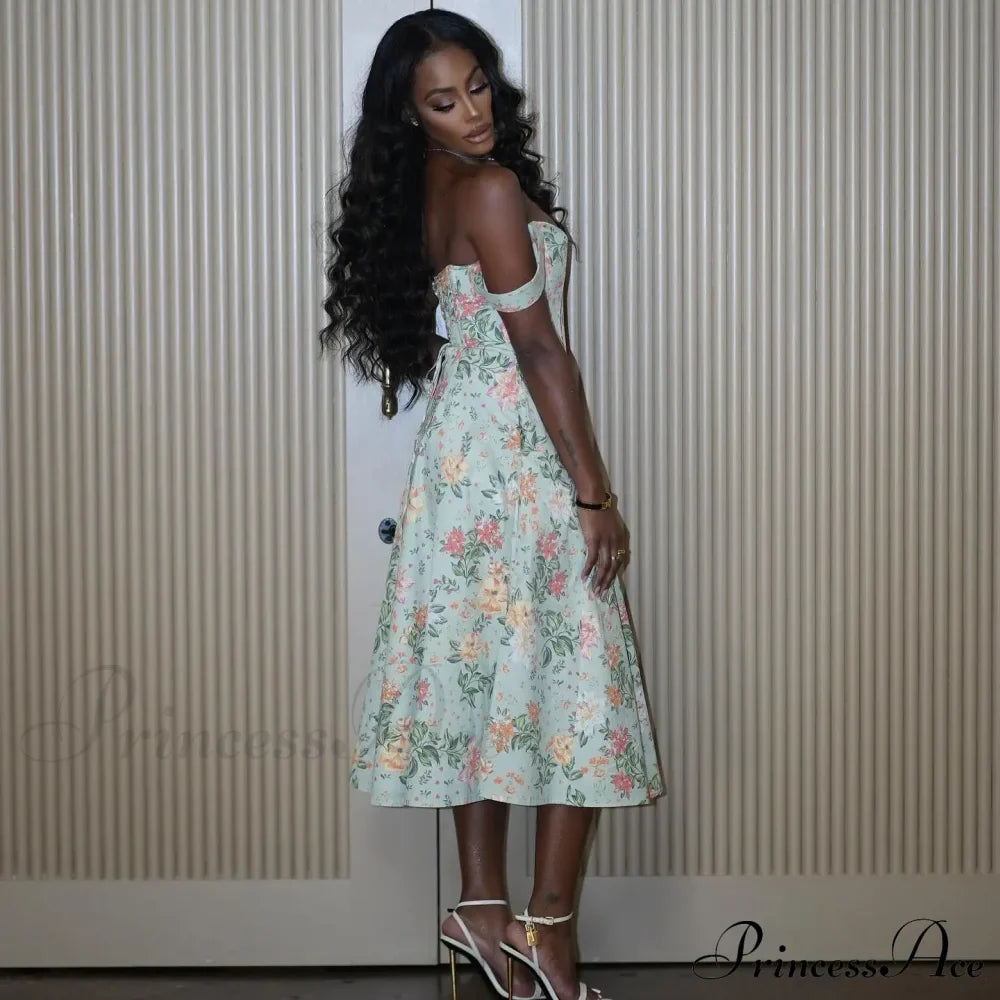 Suninheart Summer Lace Up Print Elegant Casual Party Holiday Floral Dress image 5