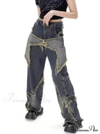 Super Beautiful Flower High Waist Summer Loose Wide Leg Vintage Unique Versatile Straight Women's Jean image 1