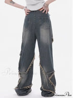 Super Beautiful Flower High Waist Summer Loose Wide Leg Vintage Unique Versatile Straight Women's Jean image 6