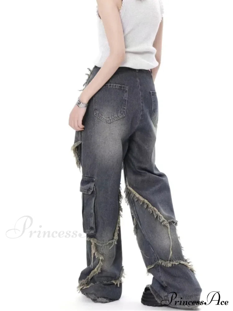 Super Beautiful Flower High Waist Summer Loose Wide Leg Vintage Unique Versatile Straight Women's Jean image 5