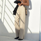 Super High Waist Wool Blend Warm Loose Cashmere Thick Woolen Pants image 4