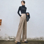 Super High Waist Wool Blend Warm Loose Cashmere Thick Woolen Pants image 8