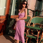 Suspender Split Mini Summer New Spaghetti Strap Floral Dress image 2