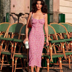 Suspender Split Mini Summer New Spaghetti Strap Floral Dress image 7