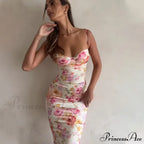 Suspender Split SlimSleeveless Beach Spaghetti Strap Summer Floral Dress image 4