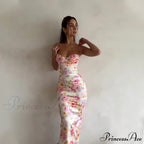 Suspender Split SlimSleeveless Beach Spaghetti Strap Summer Floral Dress image 1