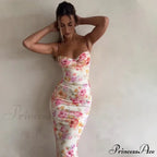 Suspender Split SlimSleeveless Beach Spaghetti Strap Summer Floral Dress image 2