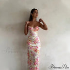 Suspender Split SlimSleeveless Beach Spaghetti Strap Summer Floral Dress image 3