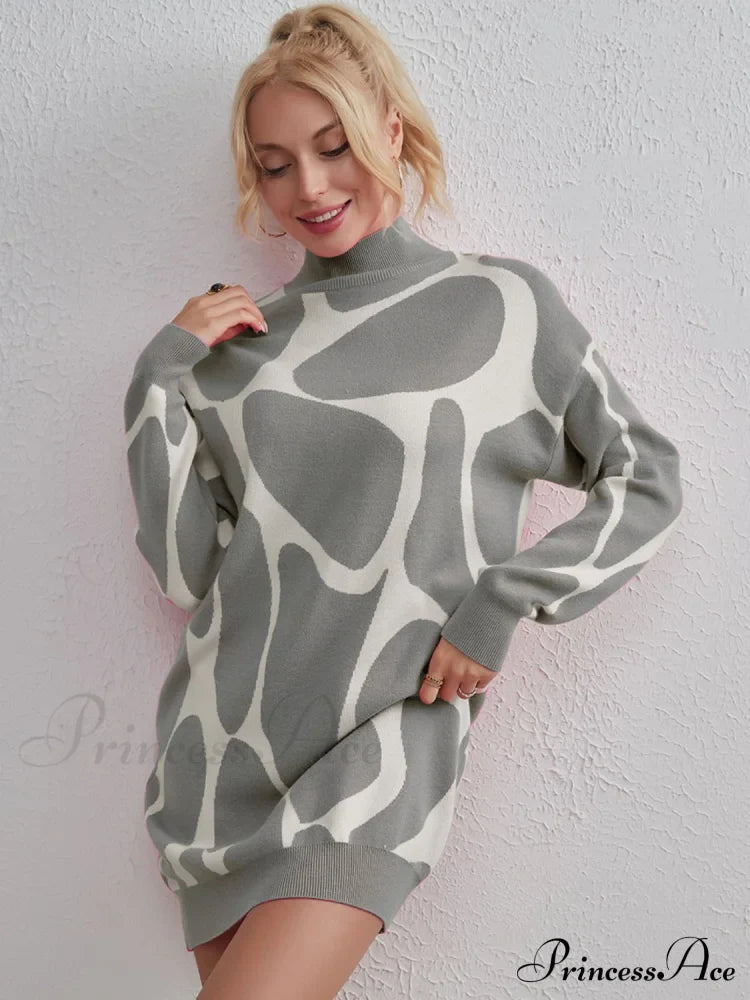 Sweater Gown with Mock Neck Contrast image 4