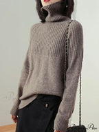 Sweater New Autumn/Winter Solid Neckline Color Winter Loose Blouse Pullover Ladies High Jumpers image 3