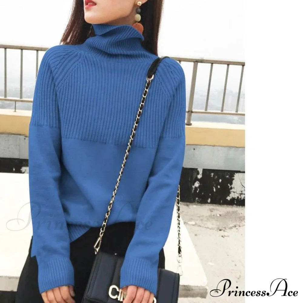 Sweater New Autumn/Winter Solid Neckline Color Winter Loose Blouse Pullover Ladies High Jumpers image 9