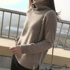 Sweater New Autumn/Winter Solid Neckline Color Winter Loose Blouse Pullover Ladies High Jumpers image 10