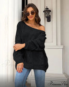 sweater style neck and knitted European Women's loose - round - American pullover image 3