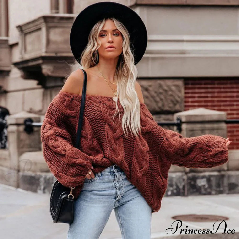 sweater style neck and knitted European Women's loose - round - American pullover image 7